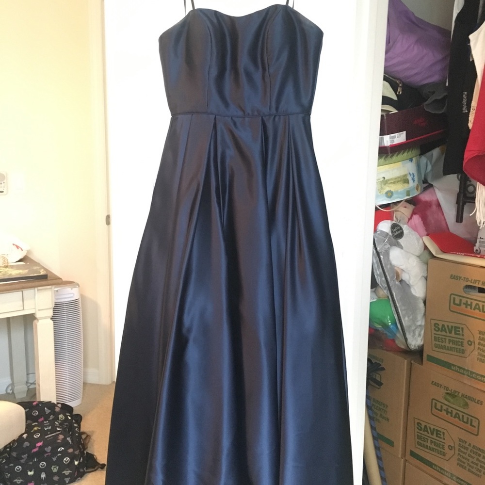 Blue Satin Prom Dress